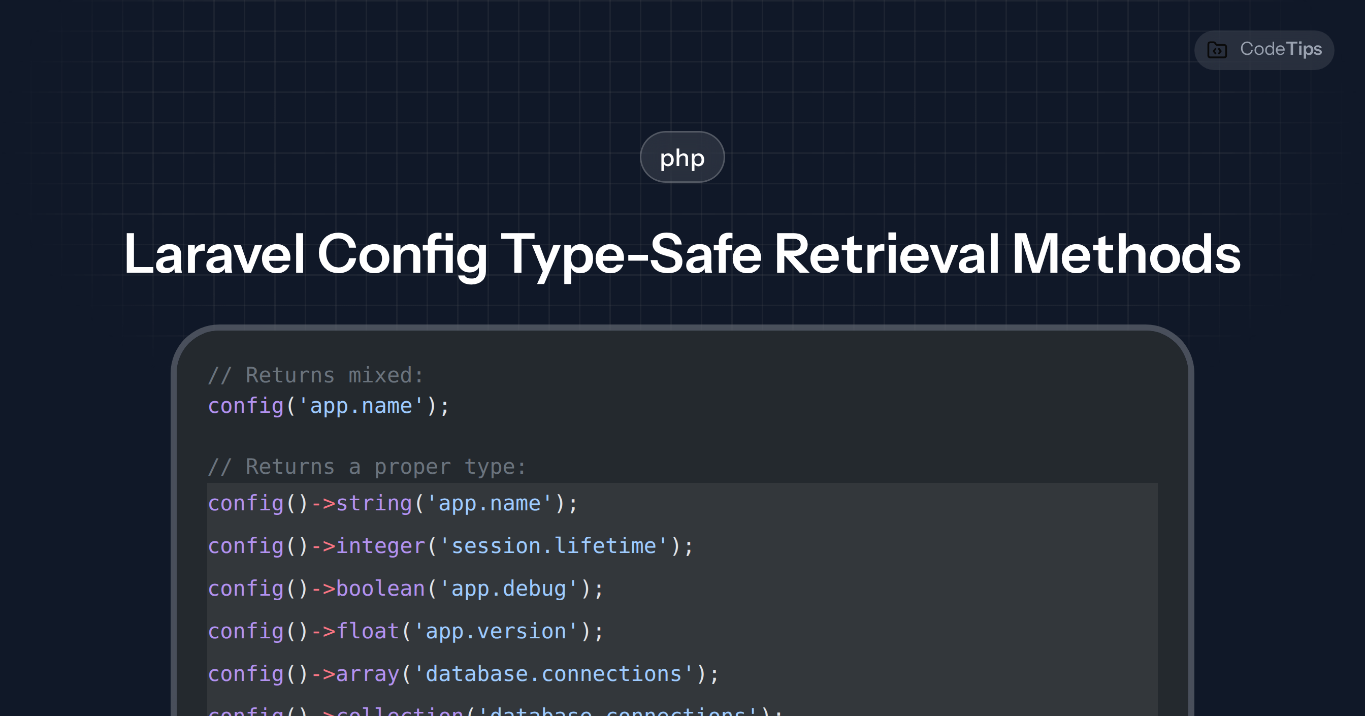 Laravel Config Type-Safe Retrieval Methods